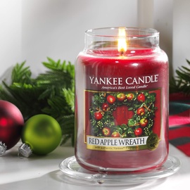 Свеча ароматическая Yankee Candle Large Jar Red Apple Wreath, 150 час, 623 г, 107 мм x 168 мм