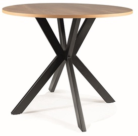 Pusdienu galds Talia II, melna/ozola, 90 cm x 90 cm x 76 cm