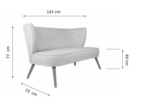 Dīvāns Hanah Home Bienville 2-Seat, zila, 141 x 73 cm x 77 cm