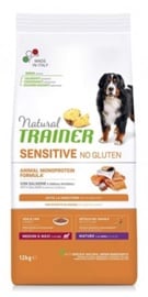 Sausā suņu barība Natural Trainer Sensitive No Gluten, lasis, 12 kg