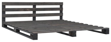 Кровать VLX Solid Pinewood 285258, серый, 200x140 см, с решеткой