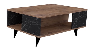 Kafijas galdiņš Kalune Design Yuka, brūna/melna, 900 mm x 600 mm x 395 mm