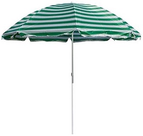 Pludmales lietussargs Happy Green Beach Umbrella, 230 cm, balta/zaļa