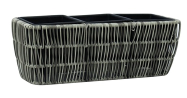 Puķu pods Home4you Wicker 38075, plastmasa/metāls, 430 mm x 160 mm, pelēka