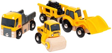 Transporta rotaļlietu komplekts Brio World Construction Vehicles 33658, dzeltena