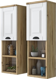 Sienas plaukts Kalune Design AF102 - 1838, balta/valriekstu, 29 cm x 22 cm x 90 cm