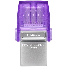 USB atmintinė Kingston DataTraveler microDuo 3C, violetinė, 64 GB