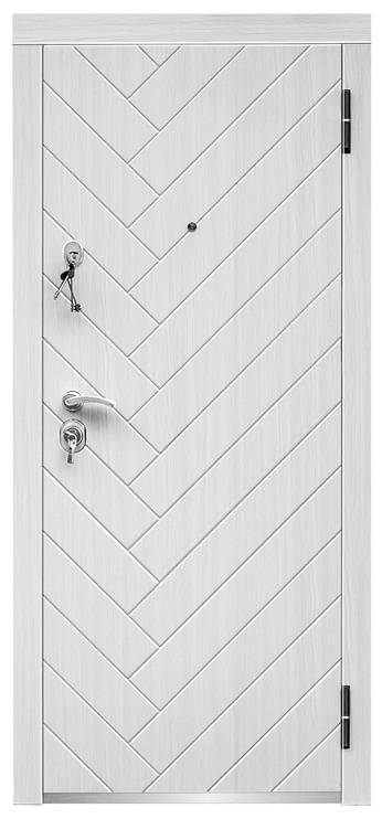 Наружная дверь квартиры Okko JM02, правосторонняя, белый/серый, 205 x 86 x 7 см