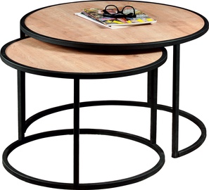 Журнальный столик Kalune Design Tambur, коричневый/черный, 66 - 80 см