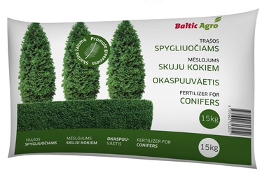 Mēslojums mūžzaļajiem augiem, skujkokiem Baltic Agro, granulēts, 15 kg