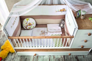 Комплект детского постельного белья Mijolnir Natura Baby, коричневый/белый/желтый, 110x150 cm