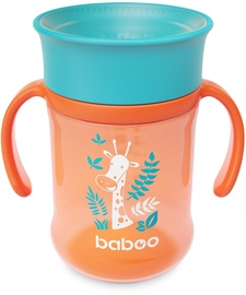 Детская бутылка Baboo 360° Safari, 300 мл, 6+ мес., пластик, oранжевый