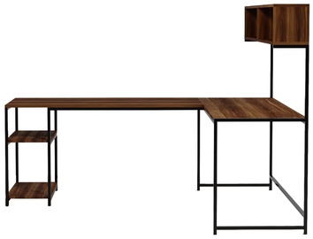 Письменный стол Kalune Design Cansin Rafli L164, черный/ореховый