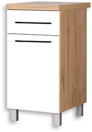 Нижний кухонный шкаф Bodzio Bellona KBE40DSFP-BI/DSC, белый/дубовый, 60 см x 40 см x 86 см
