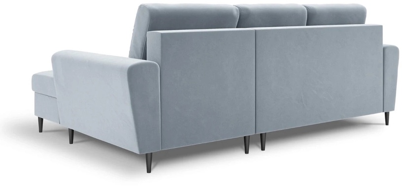Stūra dīvāns Micadoni Home Moghan Velvet 4 Seats, gaiši zila, labais, 241 x 145 cm x 88 cm