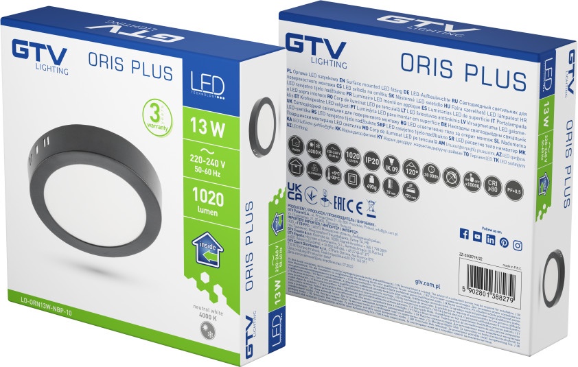 viestuvas lub GTV Oris Plus LD ORN13W NBP 10 13 W LED 4000 K