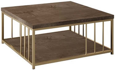 Журнальный столик Kalune Design Zenn, золотой/ореховый, 90 см x 90 см x 40 см