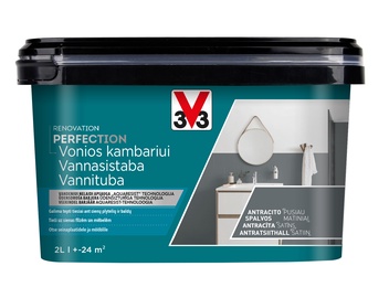 Краска-эмаль V33 Renovation Perfection Bathroom, атлас, 2 l, антрацитовый