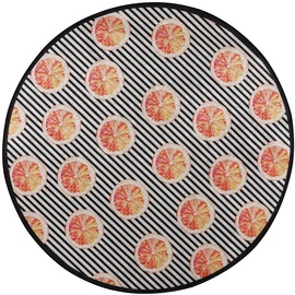 Vannitoa põrandamatt Foutastic Tranche Circle 359CHL4536, valge/must/oranž, 100 cm x 100 cm, Ø 100 cm