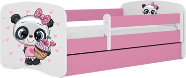 Vaikiška lova viengulė Kocot Kids Babydreams Panda, balta/rožinė, 184 x 90 cm, su patalynės dėže
