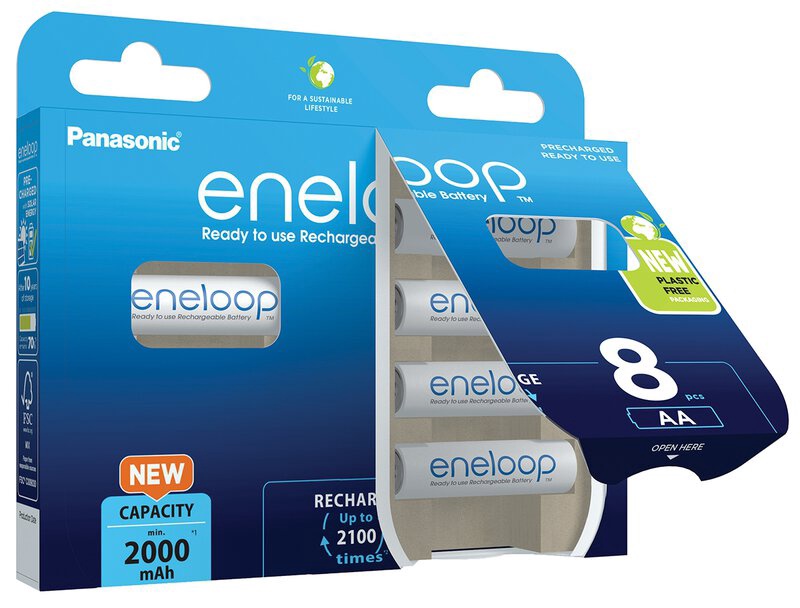 Uzlādējamās baterijas Panasonic Eneloop, AA, 2000 mAh, 8 gab.