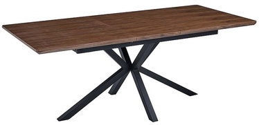 Pusdienu galds izvelkams Logan, melna/tumši brūna, 160 - 200 cm x 90 cm x 75 cm