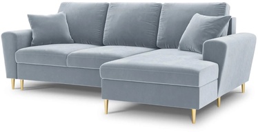 Stūra dīvāns Micadoni Home Moghan Velvet 4 Seats, gaiši zila, labais, 241 x 145 cm x 88 cm