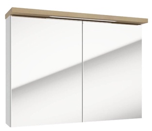 Шкаф для ванной Deftrans Stilla E80 LED, белый/дубовый, 20 x 80 см x 60 см
