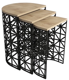 Kafijas galdiņš Kalune Design Stil Metal Ferforje, melna/ozola, 33 cm x 46 cm x 62 cm