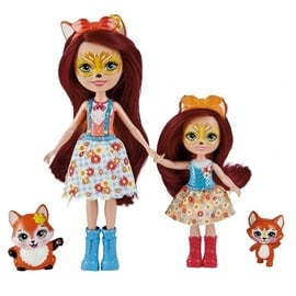 Lelle Mattel Enchantimals Felicity & Feana Fox Sisters Dolls HCF81, 15 cm