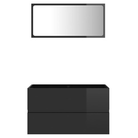 Vannitoa mööblikomplekt VLX 2 Piece High Gloss, must, 38.5 x 80 cm x 45 cm