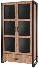 Skapis Kalune Design Arcas Ava, melna/priežu, 110 cm x 55 cm x 200 cm