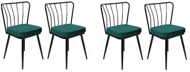 Стул для столовой Kalune Design 945 V4 974NMB1628, блестящий, черный/зеленый, 42 см x 43 см x 82 см, 4 шт.