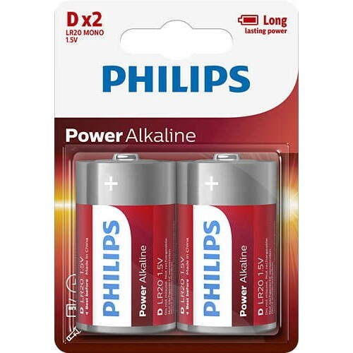 Baterijas Philips, LR20, 1.5 V, 2 gab.