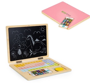 Attīstošās rotaļlietas EcoToys Magnetic Educational Blackboard Laptop, rozā