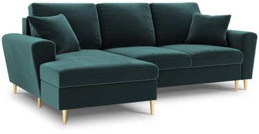 Stūra dīvāns Micadoni Home Moghan Velvet 4 Seats, zaļa, kreisais, 241 x 145 cm x 88 cm