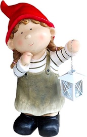 Dekorācija "Statuja" Besk Girl With Lantern, brūna/balta/melna
