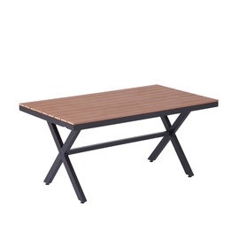 Lauko stalas Domoletti, juodas/medžio, 160 cm x 90 cm x 74 cm