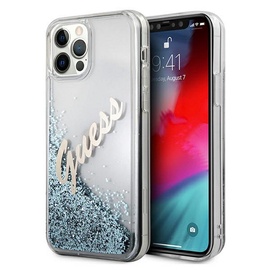 Чехол для телефона Guess Glitter Vintage Script for iPhone 12 Pro Max, Apple iPhone 12 Pro Max, голубой