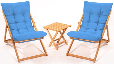 Lauko baldų komplektas Kalune Design MY005, mėlynas/medžio, 2 vietų