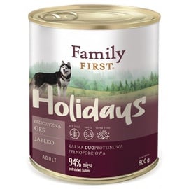 Šlapias šunų maistas Family First Adult Venison, Goose, Apple, antiena/elnių mėsa, 0.8 kg