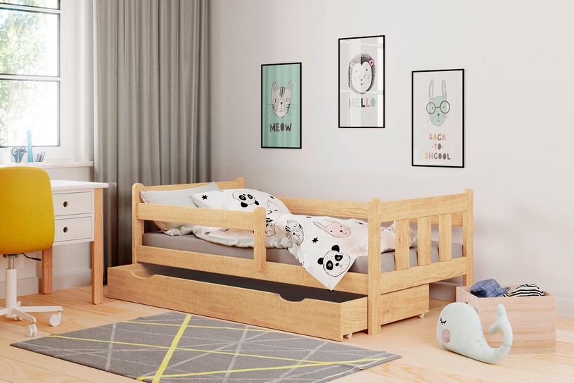Детская кровать одноместная Marinella, сосновый, 164 x 88 см, c ящиком для постельного белья