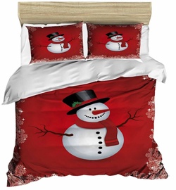 Ziemassvētku gultas veļas komplekts Mijolnir, balta/melna/sarkana, 200x220 cm
