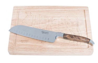 Нож с разделочной доской Style De Vie Santoku Knife & Cutting Board, коричневый, 30.5 см x 21.5 см, 2 шт.