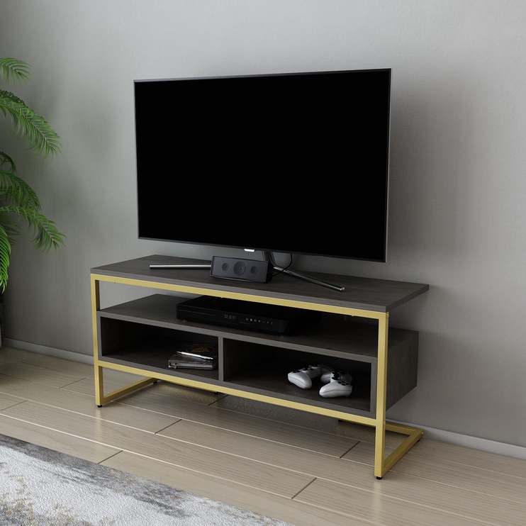 TV-laud Kalune Design Merrion, kuldne/tumehall, 35 cm x 110 cm x 49.9 cm