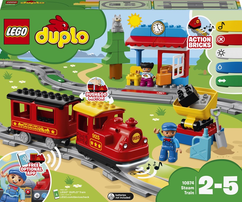 Konstruktors LEGO Duplo Tvaika lokomotīve 10874, 59 gab.