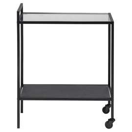 Tööpink Serving Trolley Seaford, läbipaistev/must, 75 cm x 33 cm x 85 cm