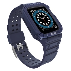 Siksna Hurtel Protect Strap Band With Case Apple Watch 45/44/42mm, tumši zila