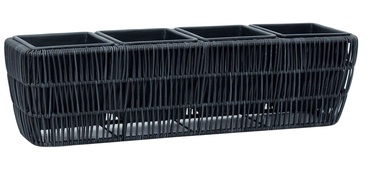 Вазон Home4you Wicker 38079, пластик/металл, 570 мм x 160 мм, черный