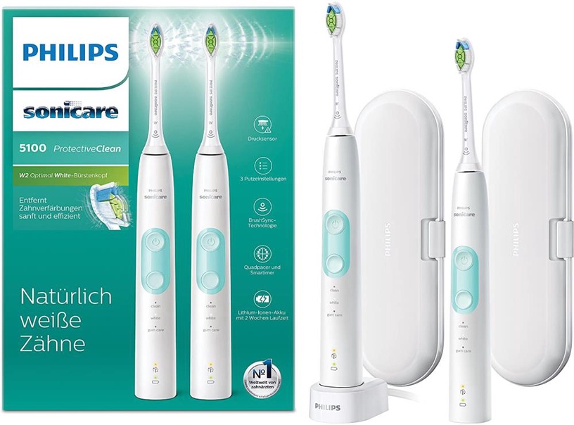 Elektriskā zobu birste Philips Sonicare ProtectiveClean 4300 HX6807/35, balta/zaļa